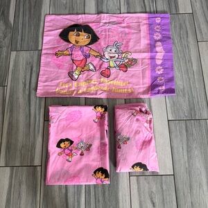 Dora The Explore Vintage 2005 Toddler Bed Sheet Set Pink & Purple